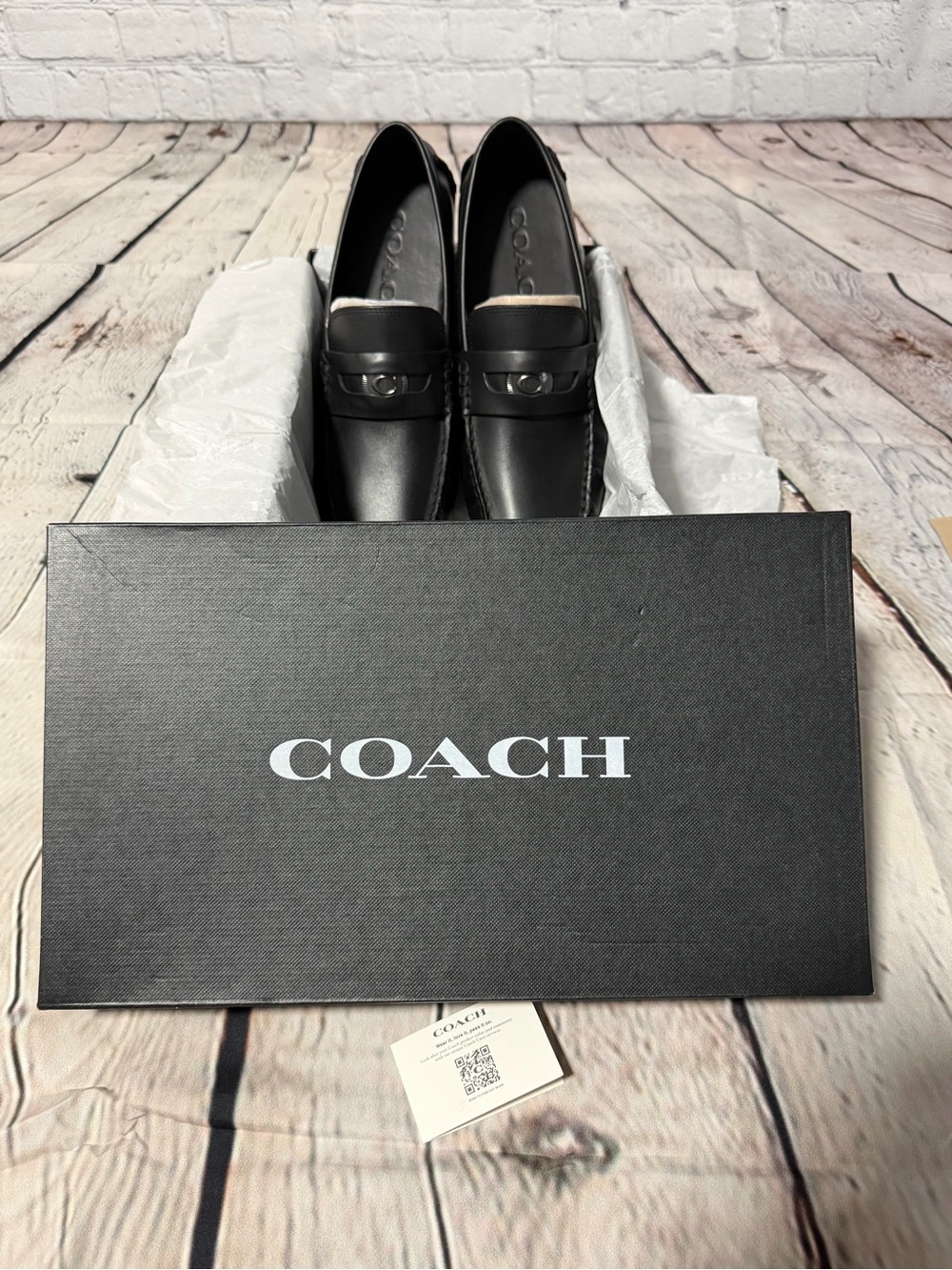 Men's Coach Penny Loafers Black Leather - Picture 9 of 10